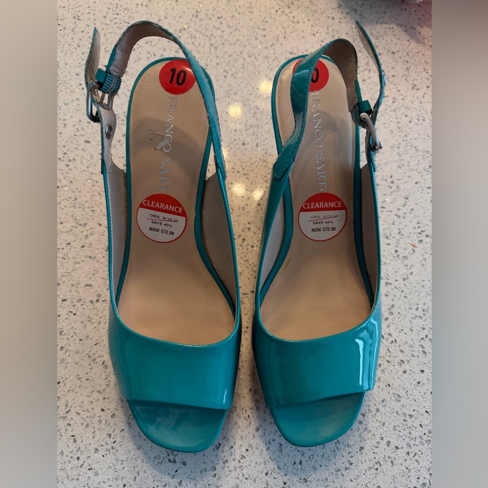 Franco Sarto Vibrant Blue Slingback Wedge Heels